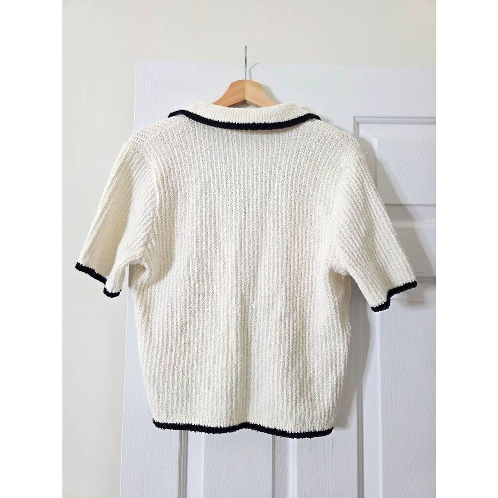 Abercrombie and fitch Short Sleeve Crochet-style Polo Cardigan M NWT - Picture 8 of 11